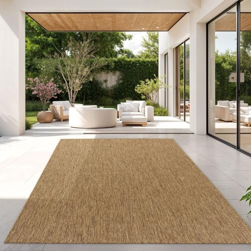 TT Home Teppich Für Outdoor Küchenteppich Balkon Terrasse Unifarbenes Design Modern, Farbe: Coffee, Größe:140x200 cm