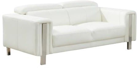 Vente-unique-Sofa 2-Sitzer - Kunstleder - Weiß - MAROUA