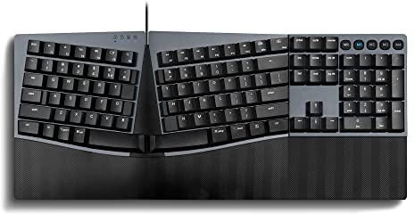 Perixx PERIBOARD-535RD - Tastiera meccanica ergonomica con cavo, interruttori lineari rossi a basso profilo, funzione programmabile con tasti macro, compatibile con Windows e Mac OS X, inglese