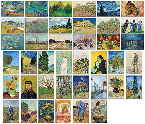 Bear and Bee 40 tarjetas postales impresas en diferentes estilos de diferentes artistas famosos (40 x Van Gogh)