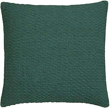 Drift Home - Green Cushion (43 x 43cm) - Sustainable Recycled Cotton - Filling Included - Weaved Textured Insert - Matching Throw Available