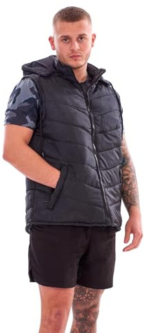 Malay Men Bodywarmer Padded Lined Quilted Sleeveless Hooded Gilet Vest Jacket S to XXL