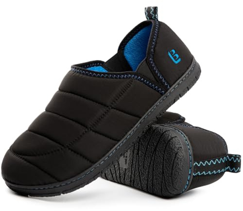 LongBay Mens Indoor Outdoor Slippers Memory Foam House Camping Shoes Gift | Easy-Care Nylon Fabric, Machine Washable, Portable House Shoes, Non-Slip, Gift for Home Relaxation, Great for Camping