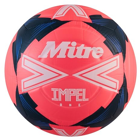Mitre Adult Impel One 24 Football, Fluo Pink/White/Tidal Teal, 5