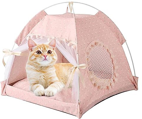 Shitafe Katzenzelt Bett Für Indoor Katze, Faltbare Katzenhaus Katzenbett Katzenhöhle Mit Abnehmbarem Kissen, Weich Katzenbetten Haustierbett Für Kätzchen, Kleine Haustiere