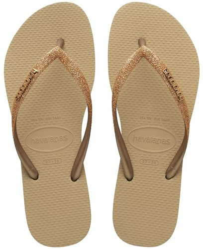 Havaianas Slim Glitr Womens Flip Flops Golden 7.5-8