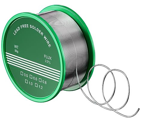 Magrimaxio estaño para soldar electronica, alambre de soldadura sin plomo, Hilo Soldadura con núcleo de colofonia, Sn99.3 Cu0.7, 50g/0.8mm, para Soldadura Eléctrica Componentes Electrónica Reparación