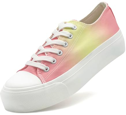 maxvinci Dames Toile Chaussures Femme Plateforme Baskets Dentelle Escarpins Plimsolls Mode Sneakers Low Top Casual Toile Tennis Chaussures pour Femme