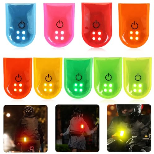 8 stycken reflekterande LED-säkerhetsljus, blinkande LED-klämma, blinkande ljus, reflekterande 4 LED, 3 lägen, blinkande ljus, LED-klämma, för LED-blinkande ljus, skolväska, löparljus, barn,