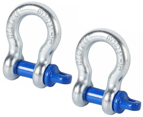 Jortmrd 2 Pezzi Arco Acciaio Grillo D 16 mm, 2,0t Grillo Traino Inox da 1/2 con Bulloni Ad Occhio - | Acciaio Zincato a Caldo | - per Arrampicata, Trasporto e Sollevamento di Carichi (WLL: 2,0 t)