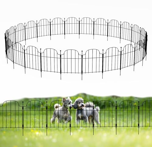 Metal Garden Fence Panels, 25Pack No Dig Temporary Fencing with Stakes 43 cm (H) × 8.25 m (L), Rust-Resistant Metal Border Fencing for Lawns, Flower Beds & Pet Barriers