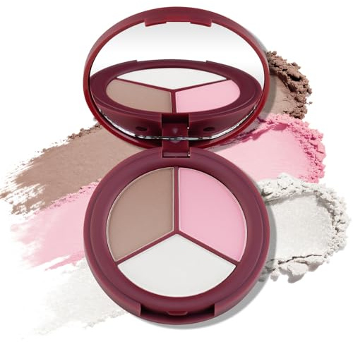 Color Nymph 3-Shade Contour Palette with Highlighter Bronzer Blush for Fair Skin - Highlighting & Contouring Makeup Palette to Sculpt + Glow, Vegan Cruelty-Free, Shimmer & Matte Travel Makeup Kit #01