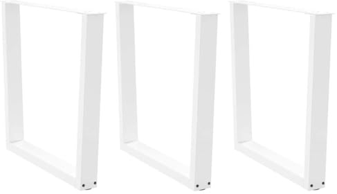 QUAHEAS Lot de 3 pieds de table à manger en forme de V - Blanc - 80 x (72-73,3) cm - Acier revêtu par pulvérisation - Design moderne - Nivellement réglable - Support de meubles