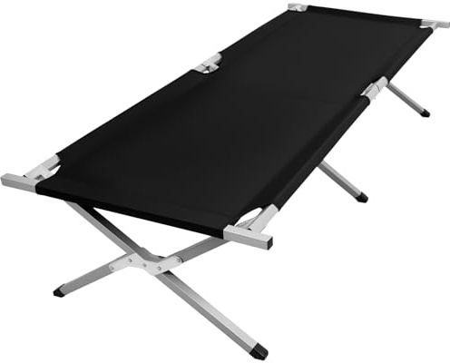Sensch Military Camping Cot,Portable Folding Bed for Sleeping with Carry Bag,Outdoor Camping Bed for Adults Traveling,Hiking,Office Nap,Easy to Set up,Support 330 Lbs (Black)