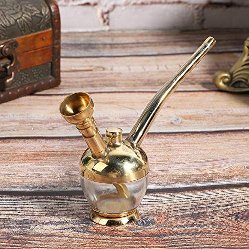 LUCKDANO Mini Pipa Ad Acqua Filtrata Portatile e Staccabile con Sacchetto di Stoffa di Piccolo Formato per Fumatori in Ottone e Materiale Acrilico