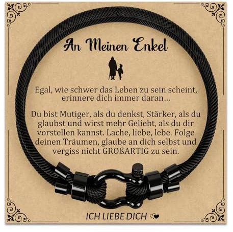 YIBONIKA Armband för mina barnbarn, segelrep armband för barnbarn födelsedag jul alla hjärtans dag gåvor, justerbart 11–22,5 cm barnarmband av mormor pappa, presenter till tonåringar pojkar