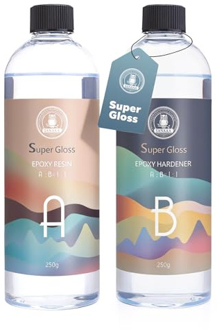 SANAAA Resina epossidica super trasparente lucida anti ingiallimento 500 g, resina autolivellante e indurente, trasparente e senza bolle, adatto per gioielli, rivestimento in legno e resina colata