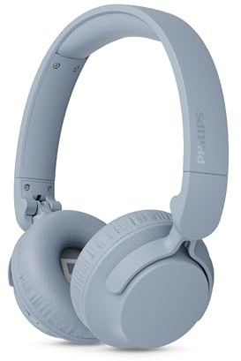 Philips TAH4000BL On‑Ear Wireless Headphones, 70h speltid, dynamisk bas, 32 mm element, Bluetooth 6.0 Multipoint, Fast Pair, bytbara dynor och batteri, lätt vikbar konstruktion – Blå