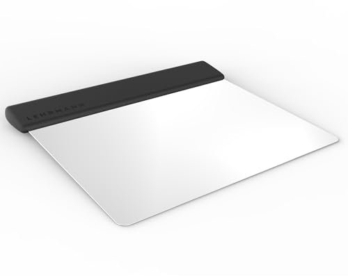 LEHRMANN - Spatola per impasti in acciaio inox, 12 cm, con manico nero Tarocco per pane, pizza, biscotti Raschietto taglia impasto