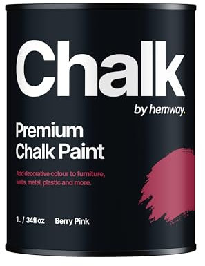 Hemway - Premium Chalk Paint - Berry Pink 1 L | Chalky Matt Shabby Chic Finish for Interior Furniture & Walls | Quick Dry & 1 Coat