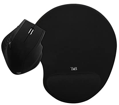 T'nB Ergonomic - Pack Souris sans Fil avec Tapis de Souris - Noir