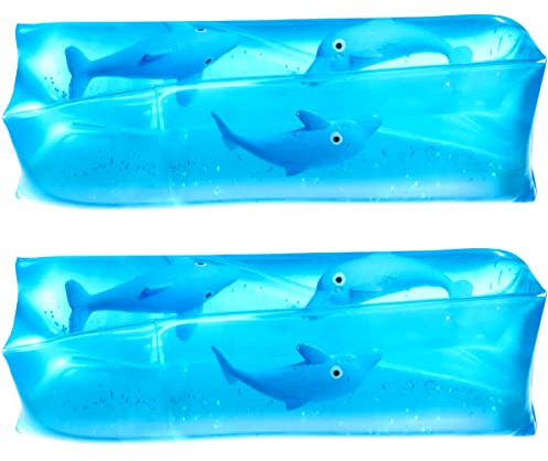 Bedwina Dolphin Water Wiggler Toy - (Pack of 2) 4.75-Inch Water Snake Sensory Fidget Toys & Slippery Water Tube for Birthday Party Favor or Game Prizes for Kids