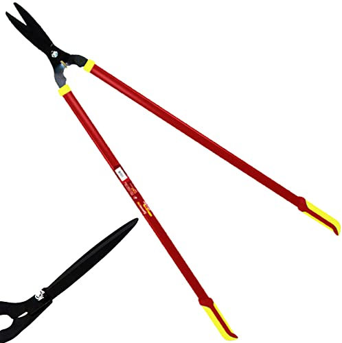 NTI 42'' Kingfisher Garden PRO Gold Deluxe Lawn Shears Grass Border Edge Cutter Side Cutting Trimmer Extra Long Handled Soft Grip Gardening Patio Edging DIY Hand Tools,Red, Yellow & Black