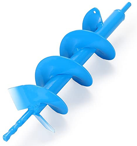 Broca de taladro mejorada de 16 x 4 pulgadas con cuchillas afiladas gruesas y carburo cementado de acero de tungsteno, barrenas de hielo para pesca en hielo, cuchillas intensivas para plantar para