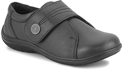 Dr. Keller Women's Wide Opening Touch Fasten Diabetic Easy Wear Orthopaedic Nurse Shoes - Genuine Leather, Black, UK 4 (Wide Fit)