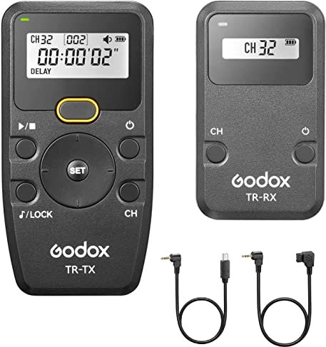 Kit de Télécommande sans Fil Godox série TR(TX+RX+S1+S2) avec sans Fil 2.4G intégré, Longue durée de Veille, Prise de Vue à intervalles, Déclenchement diffère et Plusieurs Modes