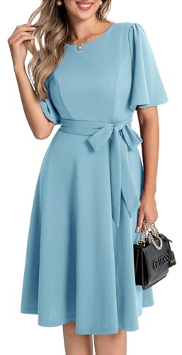 Bbonlinedress kortärmad cocktailklänning för kvinnor, vintage, formell, sedesam klänning för bröllopsgäst, kyrka