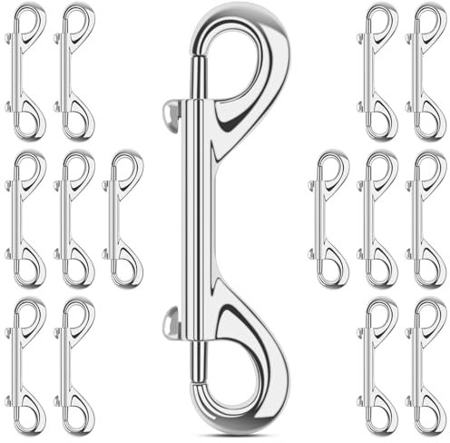 ERKOON 15 Pack Heavy Duty Snap Hooks Double Sided Clips for Hanging Horse Tack Sling Feed Buckets Dog Leash Collar Key Chain Zinc Alloy Metal Snaps Clip(3-1/2 Inch)