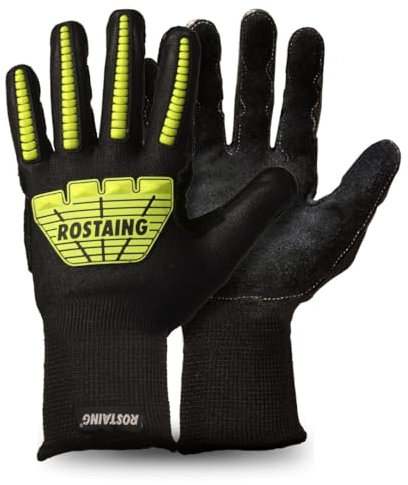 ROSTAING Gants RESCUEPRO - Paire de Gants de Chantier - Pour Gros Travaux Intensifs - Gants Avec Renforts Jaune Fluo pour les Activités de Bricolage - Gants Anti-Coupure - Gants Protection des Chocs