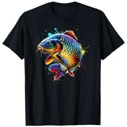 Coloré Splash Art Pêche Carpe Pêcheur Carpes T-Shirt