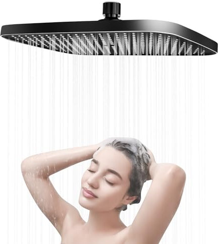 RUCUDIM Regendusche Duschkopf 14 Zoll, 360° Verstellbarer Quadratischer Duschkopf, Wassersparend Regenduschkopf, Selbstreinigende Regendusche Brausekopf, Kopfbrause Dusche Einbauduschköpfe