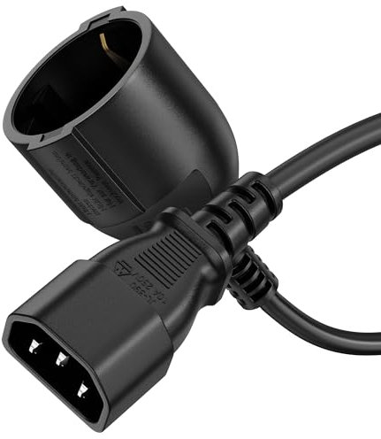 sonero Adaptador de Cable SAI, Cable de alimentación C14 a CEE7, 3 Polos, 3,00 m, Dispositivo Robusto, Ordenador, estación de Trabajo, Sistemas de Seguridad, Monitor, Enchufe de Red, Negro