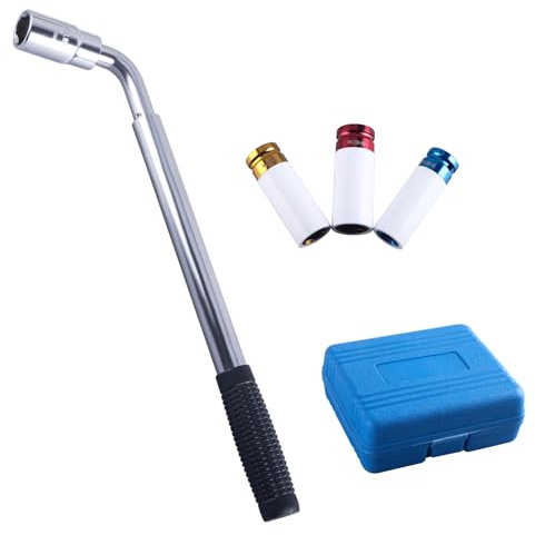 TIOMIOSEA Repfritt teleskopiskt hjulmutsnyckelset med 17 mm, 19 mm och 21 mm växeluttag, 38–50 cm justerbar, för bilreparation