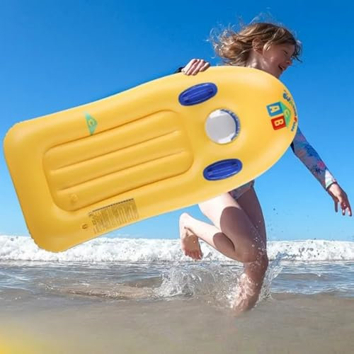 Aufblasbares Bodyboard Kinder mit Griffen, Faltbar Schwimmenboard Surfboard Kinder 112 * 51cm Tragbares Bodyboard zum Strandsurfen Pool Schwimmen Sommer Wassersport