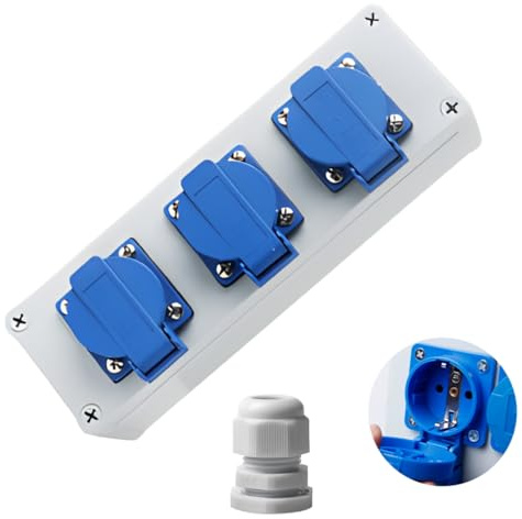 GOMETY Stromverteiler 16A Baustromverteiler Wandverteiler, Steckdosenverteiler 3x Schuko 230V Stromverteiler Aussen Wasserdicht IP54 für Innen- und Außeneinsatz Aufputzsteckdose 3fach Verteilerkasten
