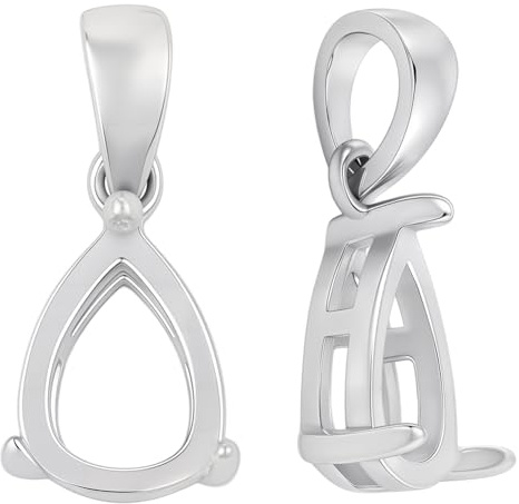 Beebeecraft 2 Pezzo di Ciondolo in Argento Sterling Placcato in Platino con Base A Forma di Artiglio A Goccia Supporto per Pietre Preziose con 925 timbri per La Creazione di Collane di Gioielli