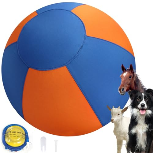 Herding Ball for Dogs 18inch PVC Herding Ball with Zippered Polyester Cover Scratch Resistant Interactive Multi-Purpose Toy for Horse & Sheep