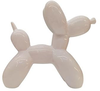 rowen homes Patrice Balloon Dog Sculpture (21.5x18cm) - Glossy Modern Art Ornament, Playful Home Decorative Figure for Shelves & Tables - Luxury Interiors (Cream)