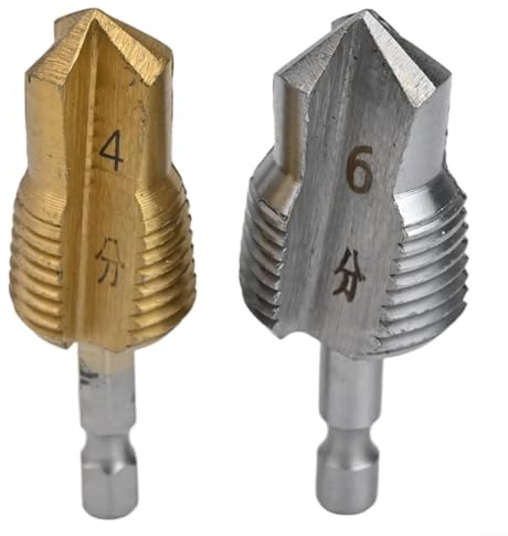 Zoegneer Tre blad gängborr metall 3 i 1 gängad borrexpansionsverktyg för PPR sexkantiga 4-punkts och 6-punkts rör vattenrör reparationsstorlekar 20 mm 1/2 tum och 25 mm 3/4 (B)