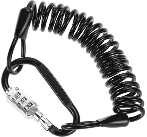 QWORK® Lucchetto con Cavo Estensibile 150cm, Lucchetto con Combinazione a 3 Cifre, per Casco Moto, Scooter, Bicicletta e Borse