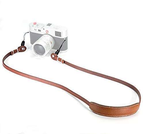 CANPIS CP005 Genuine Leather Camera Strap with Shoulder Pad, Handmade Vintage Camera Shoulder Strap for Mirrorless Cameras (Brown)