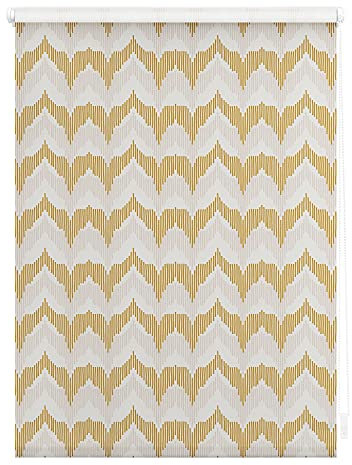 Lichtblick Klemmfix Tageslicht-Rollo mit Motiv, ohne Bohren, Blickdicht, Seitenzugrollo, Made in Germany, Julia Schumacher Boho Zig Zag - Gelb 90 cm x 150 cm (B x L)