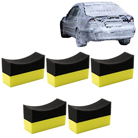 Gereton 5 Aplicador Profesional Brillo Neumáticos, Limpiador Ruedas Coche, Aplicador Revestimiento Neumáticos, Almohadilla Esponja Espuma Curva