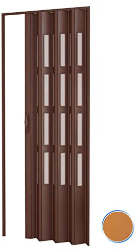 Porte accordéons pliante intérieur en kit avec verre en PVC Douglas 82x220 cm mod. Sonia