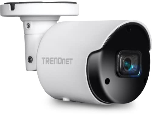 TRENDnet, TV-IP1514PI, Indoor Outdoor 5 MP H.265 PoE Bullet-Netzwerkkamera, IR-Nachtsicht bis zu 30 m (98 ft), Sicherheitsüberwachungskamera, microSD-Kartensteckplatz (bis zu 256 GB), Weiß