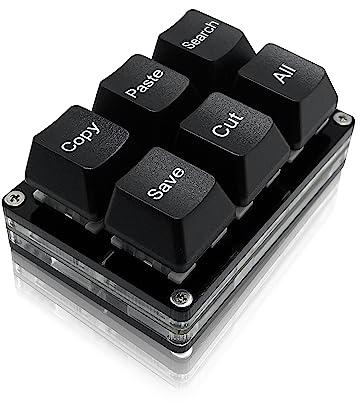 BTXETUEL Copy Paste Search Save Cut All 6-Key Keyboard One Handed OSU Keypad Programmable Mechanical Shortcut Macro Keyboard for Working and Gaming (Black)